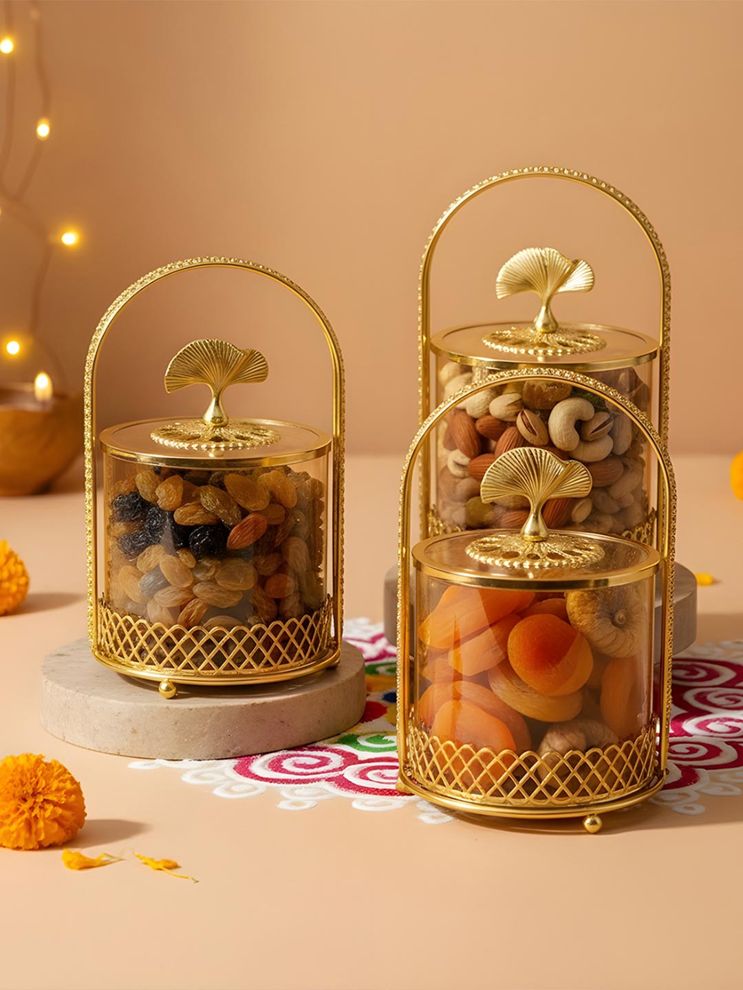 AARVI DECOR STUDIO Transparent Glass With Screw Top Jar Container Set