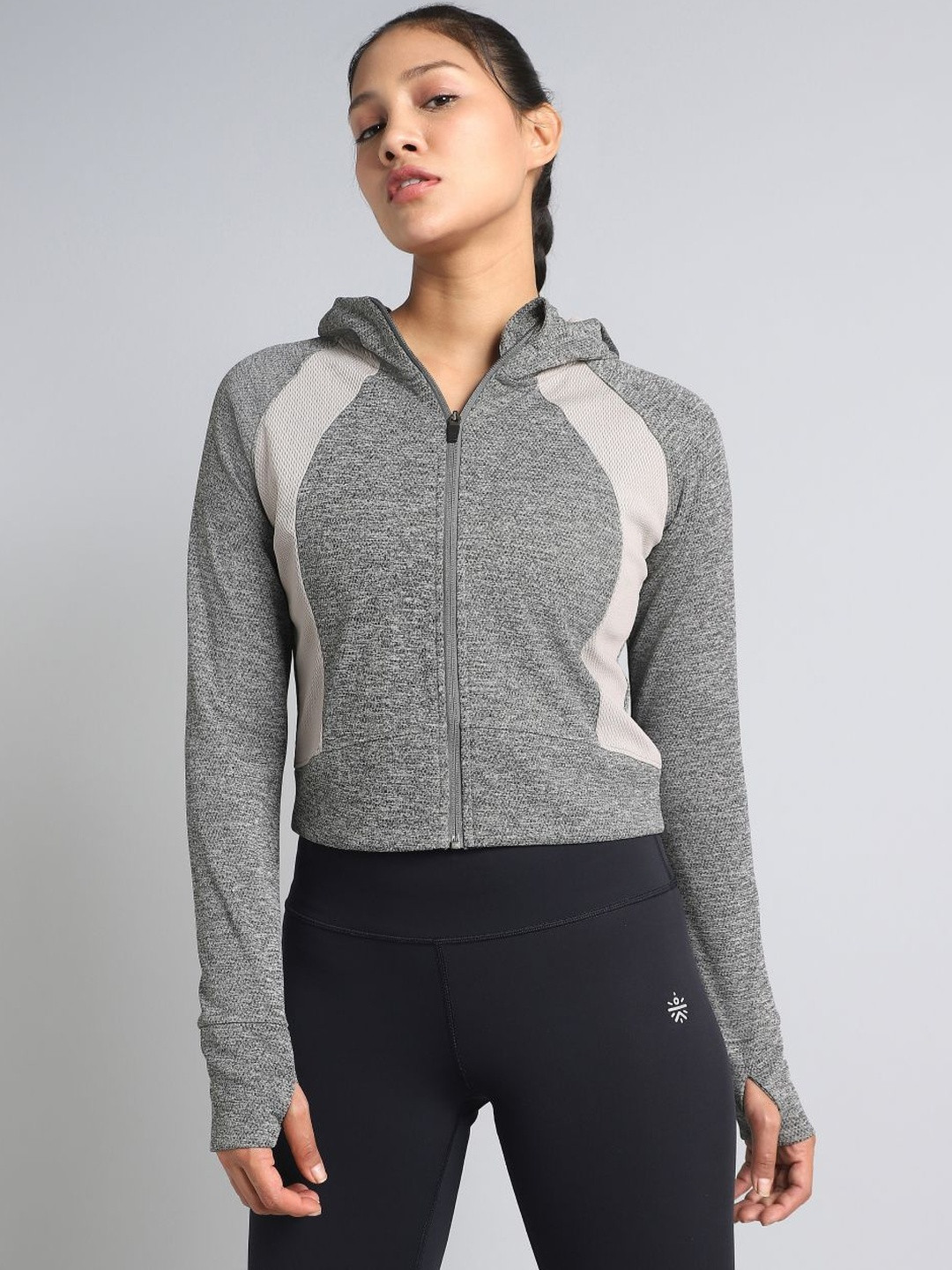 CULT Women's Dark Grey Work It Out Training Cropped Jacket