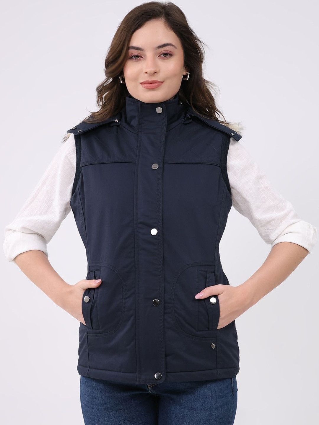 Monte Carlo Women Hooded Solid Sherpa Jacket