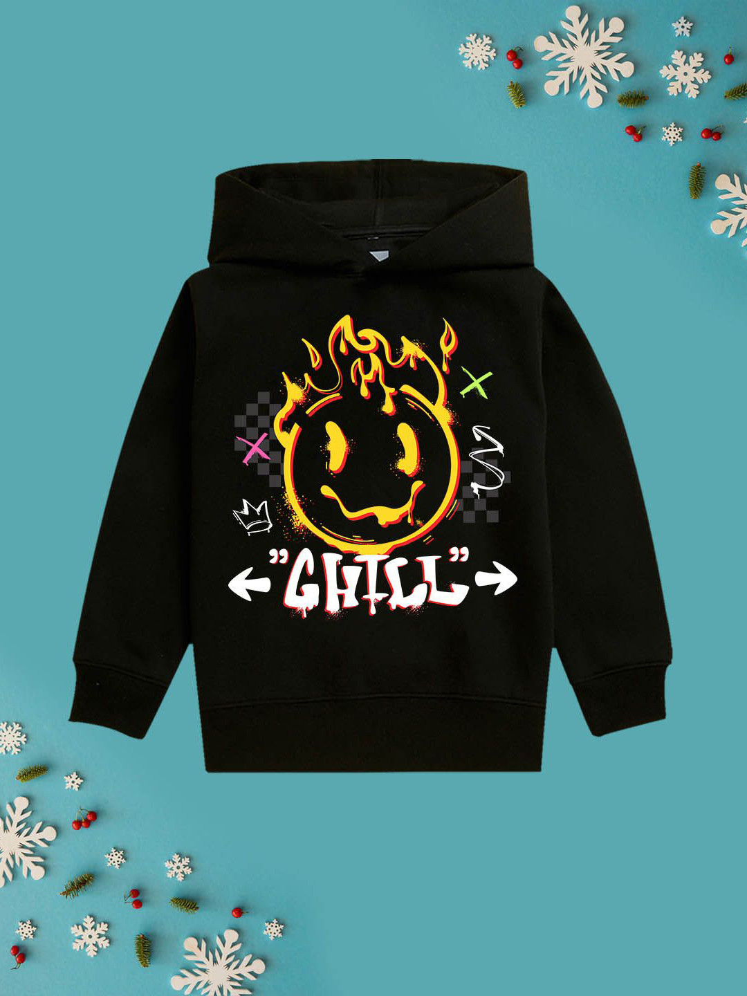 NUSYL Girls Printed Hooded Warm Pullover Sweatshirt