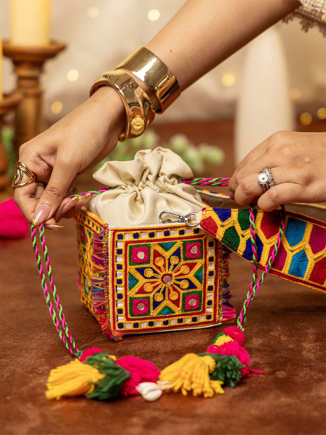 Suave Bags Ethnic Motifs Embellished Mandala Potli bag