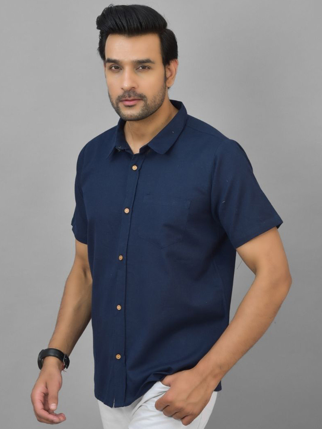 ETC X D To Life Style Men Comfort Fit Solid Spread Collar Cotton Casual Shirt