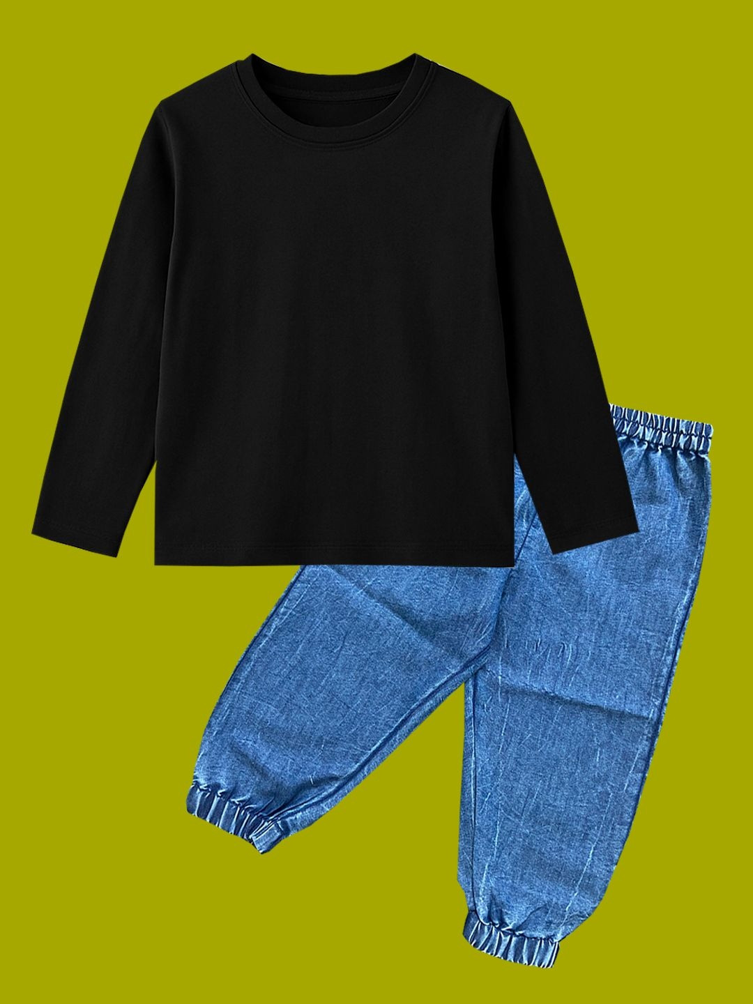 BAESD Kids Black Tee With Denim Jogger