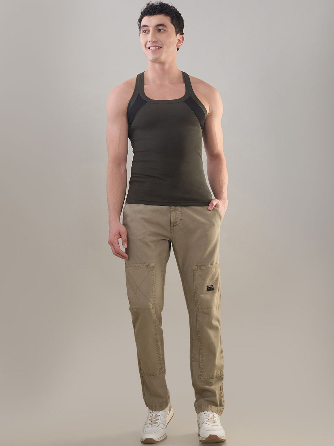 HINT Colour-Blocked Pure Cotton Tank Innerwear Vest