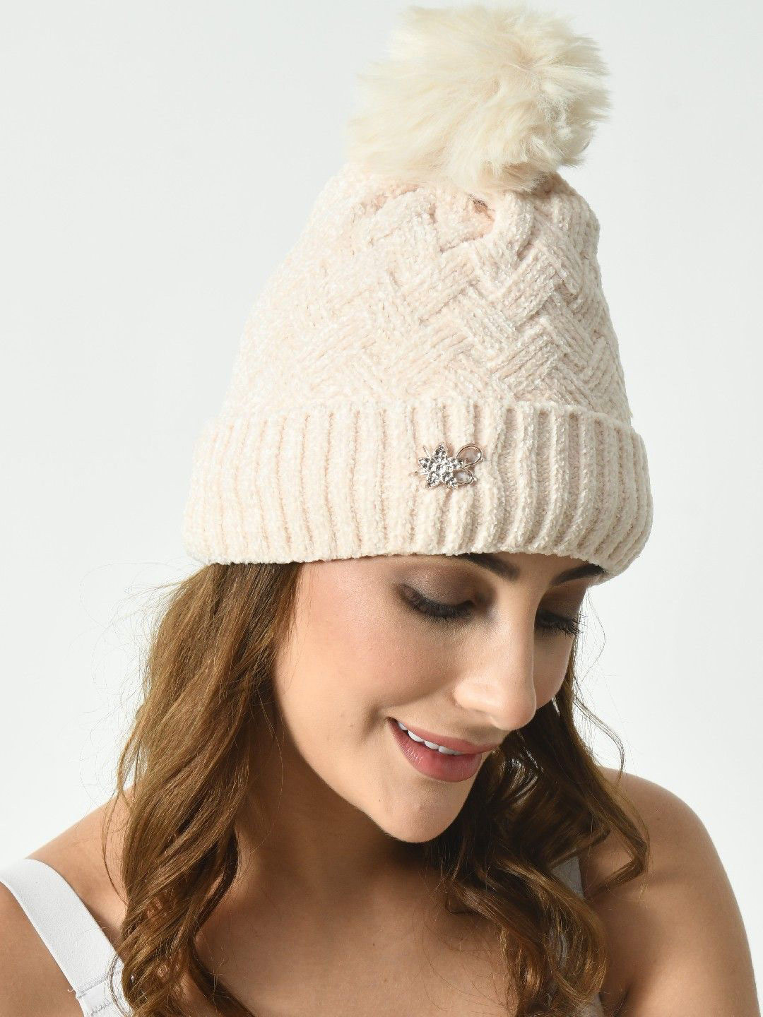 TOMKOT Women Self Design Woollen Beanie