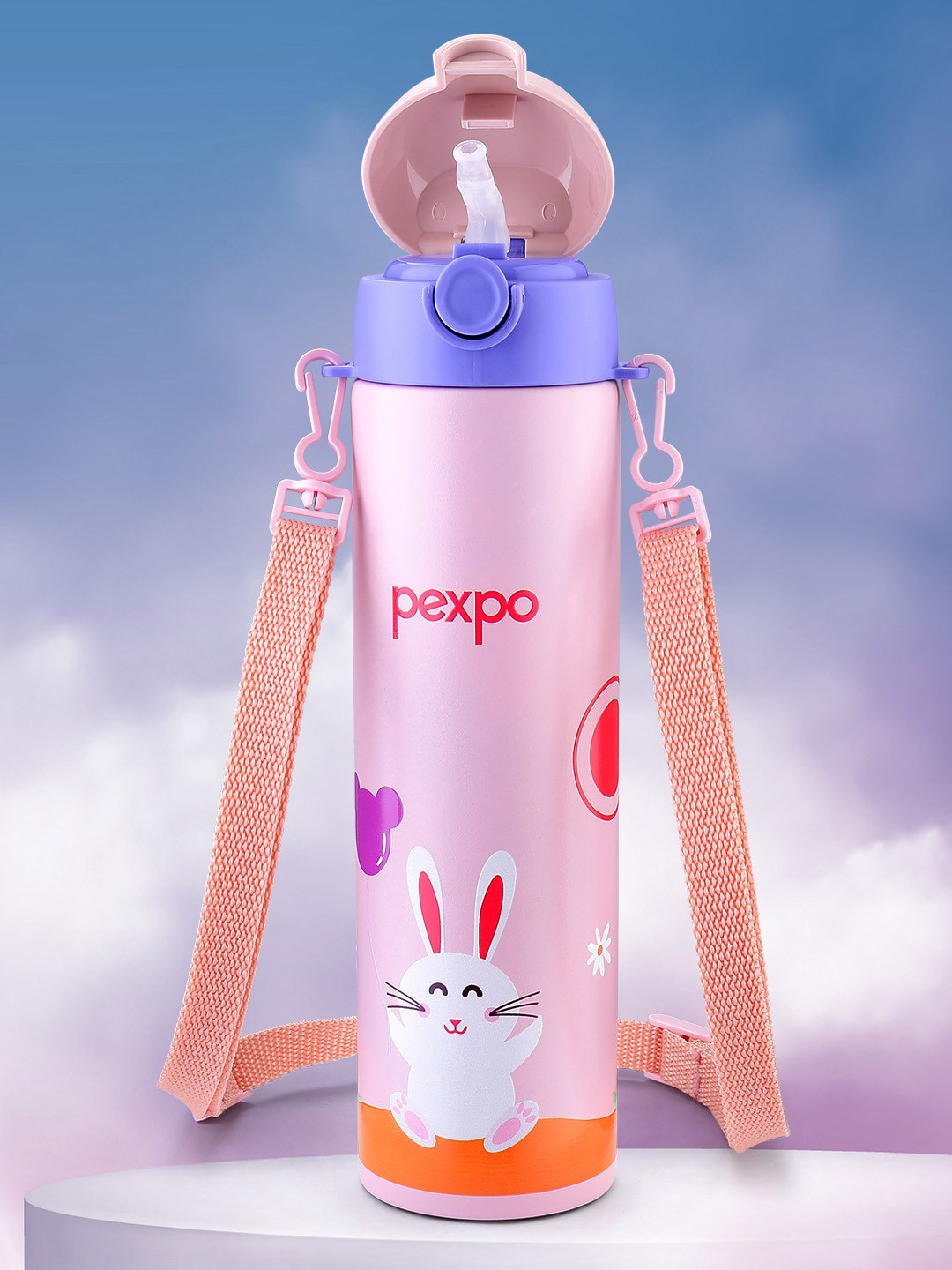 Pexpo Pink Conversational Stainless Steel Double Wall Vacuum Flask - 470ml