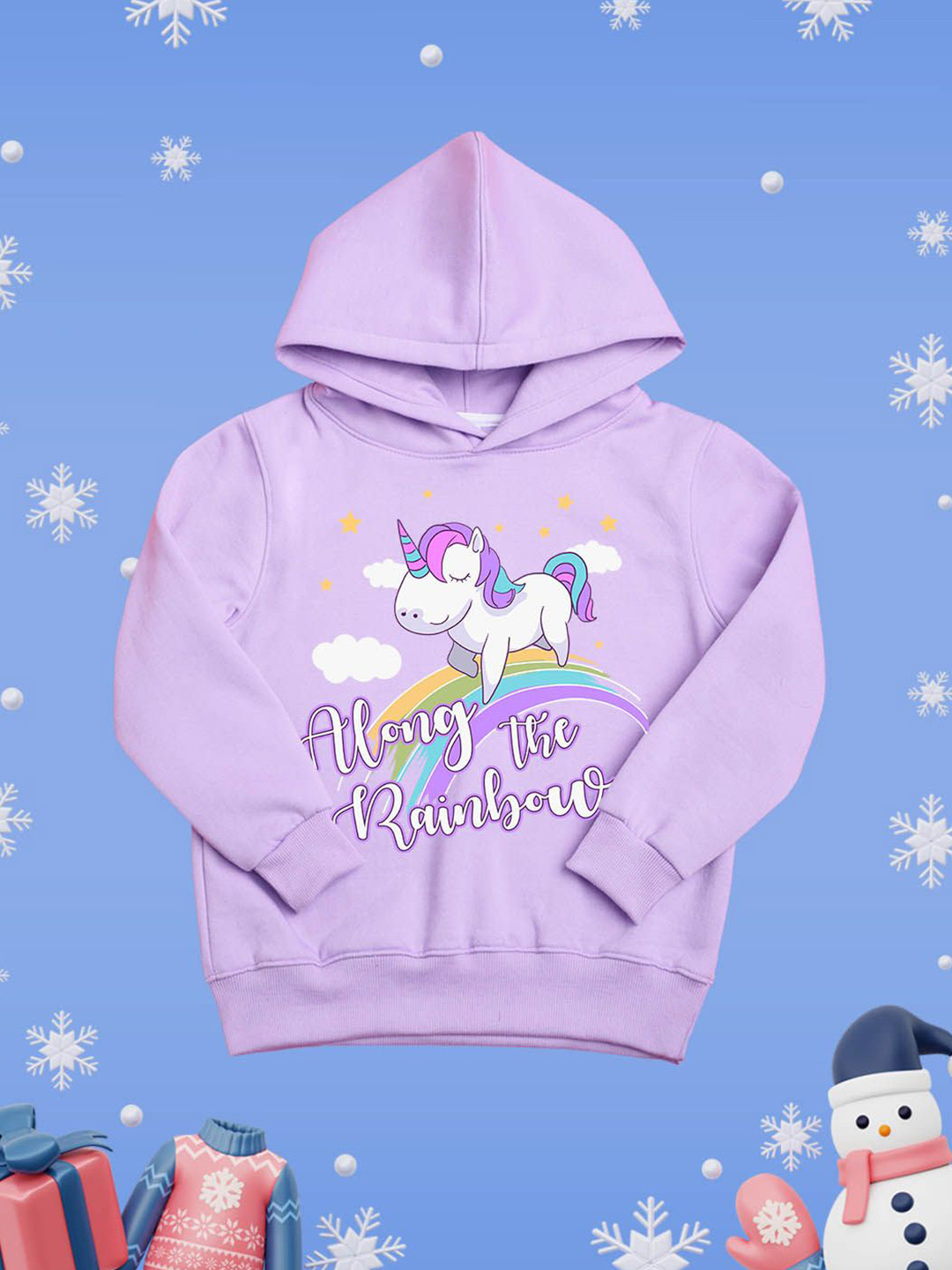 NUSYL Girls Unicorn Rainbow Printed Hooded Sweatshirt