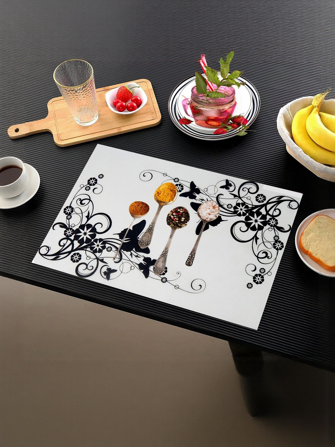 TRENDY RABBIT White & Black 3 Pieces Printed Refrigerator Fridge Mats