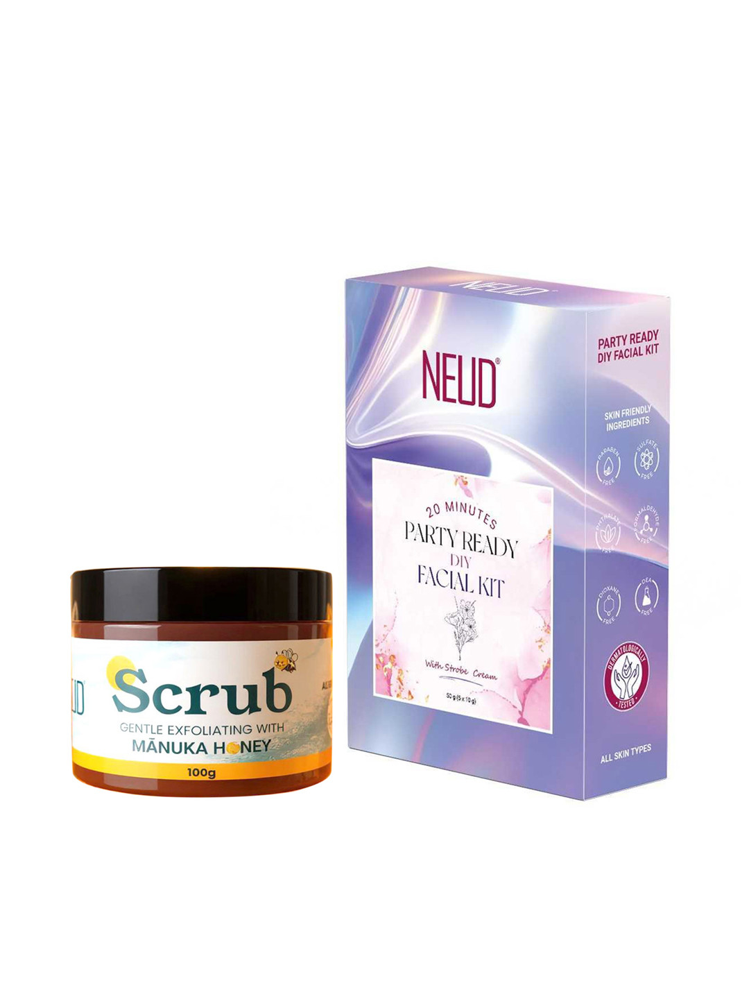 NEUD Set Of Gentle Exfoliating Scrub & Party Ready Facial Kit
