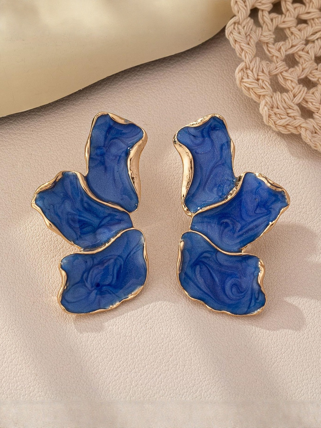 Lady Raiment Gold Plated Floral Shaped Enamelled Studs
