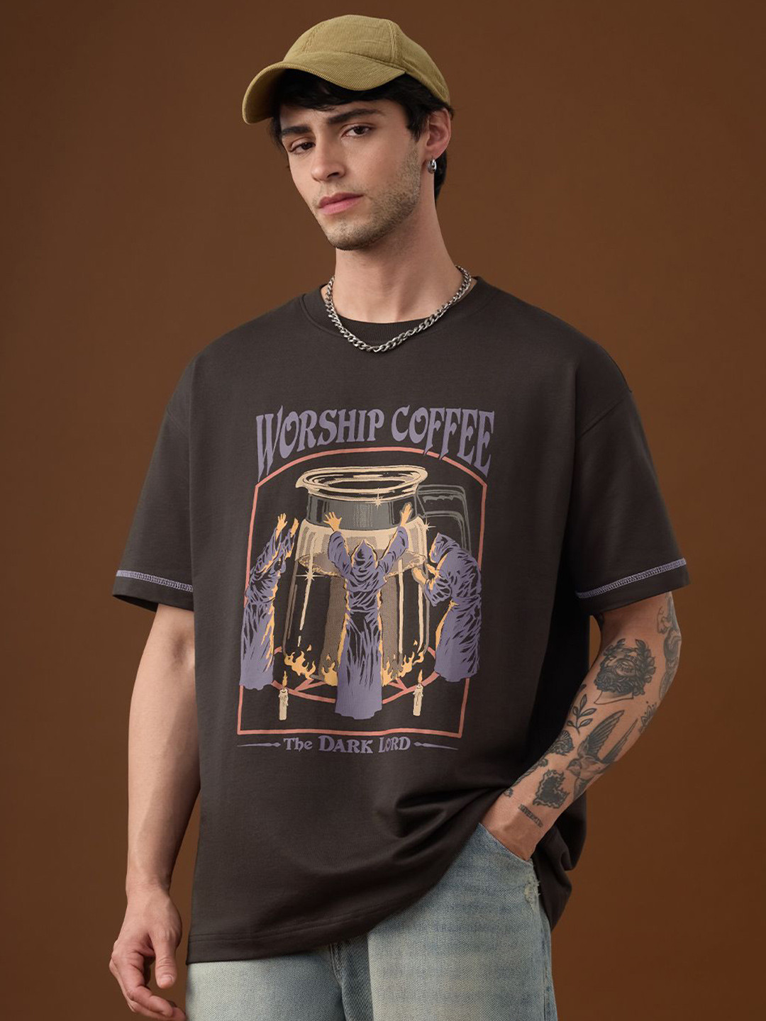 The Souled Store Steven Rhodes Worship Coffee Printed Pure Cotton T-Shirt