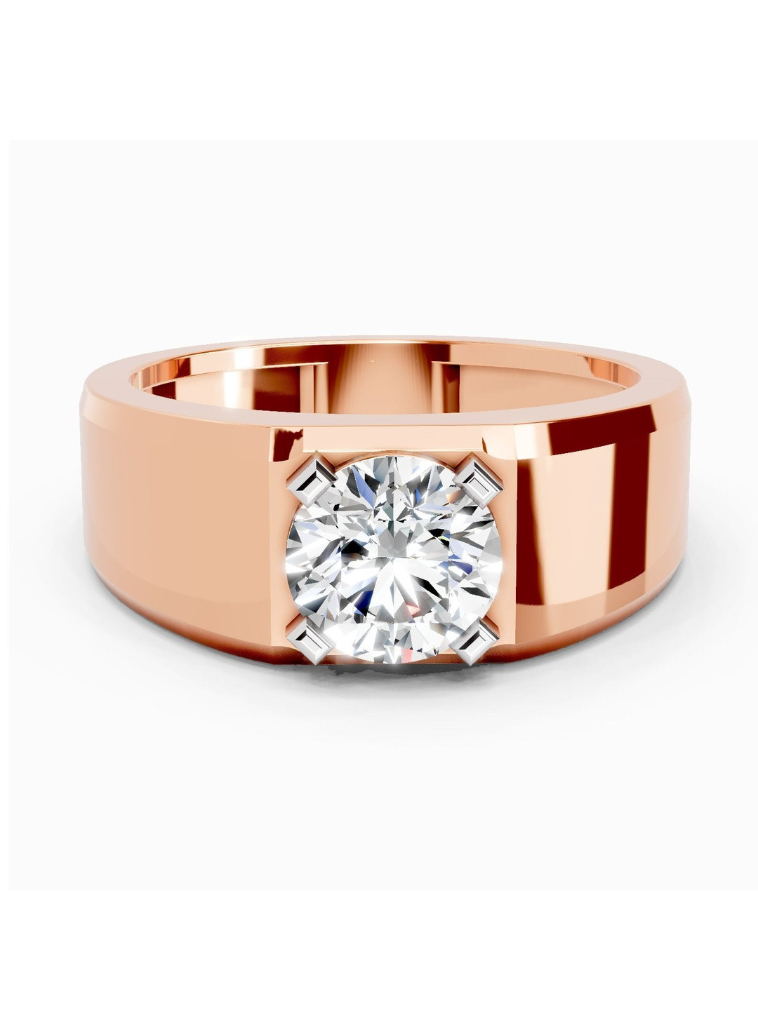 Sparkles Men 14Kt Gold Finger Ring With 1 Carat Lab Grown Diamond - 6.8 g