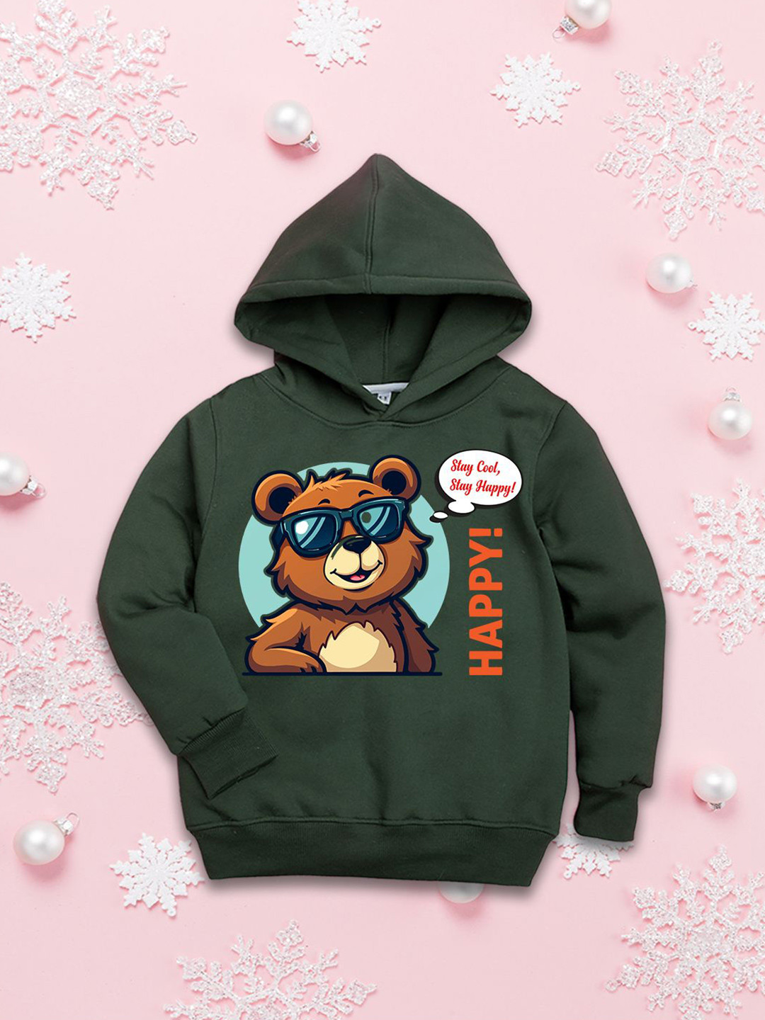 NUSYL Girls Printed Hooded Warm Pullover Sweatshirt