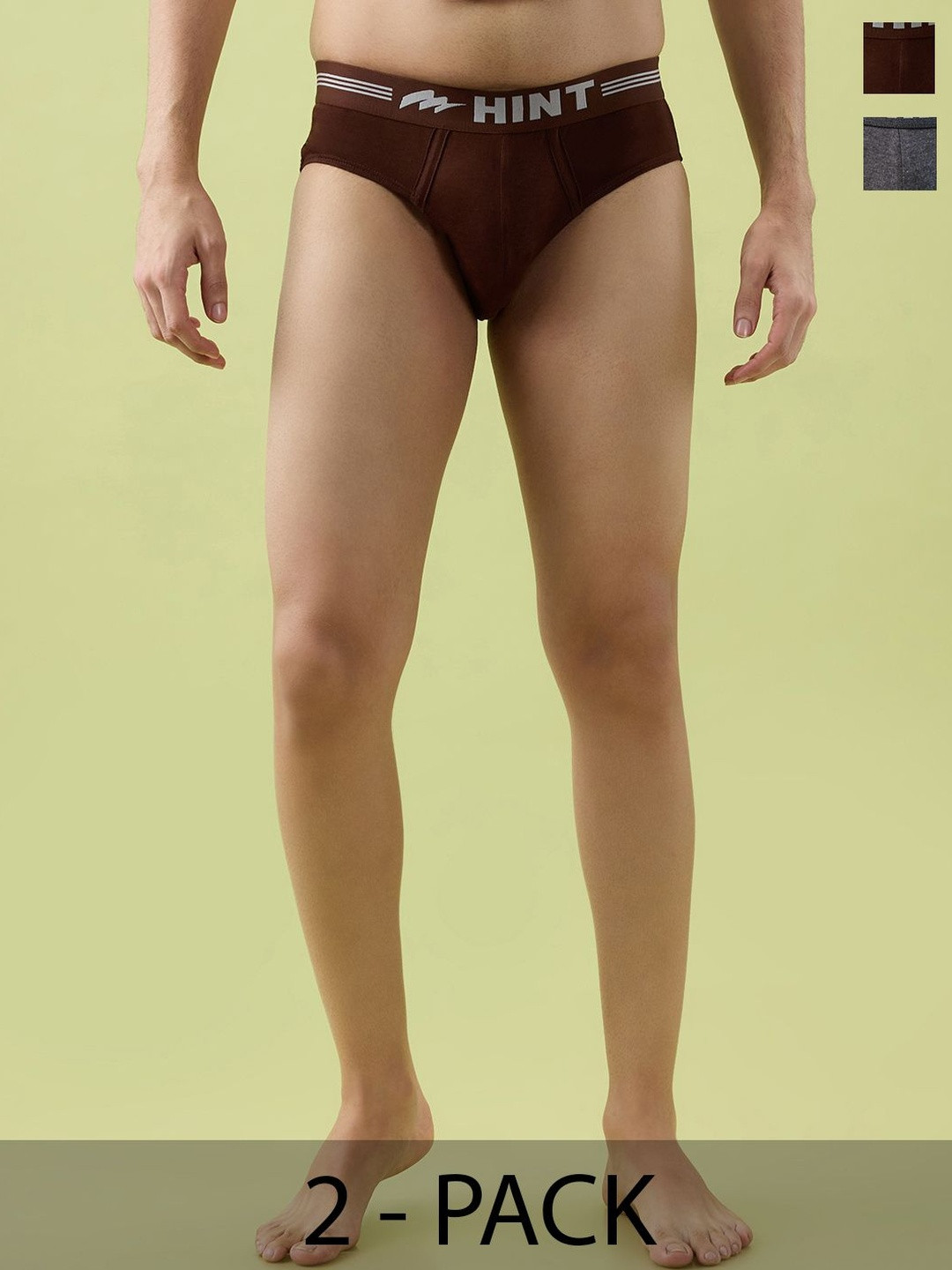 HINT Men Pack Of 2 Pure Cotton Basic Briefs