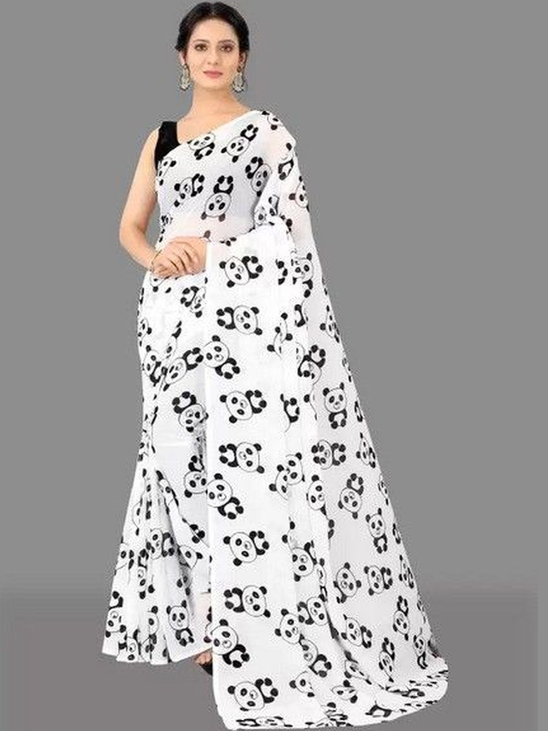 GHAN SALS Women Graphic Printed Baluchari Saree with Blouse Piece