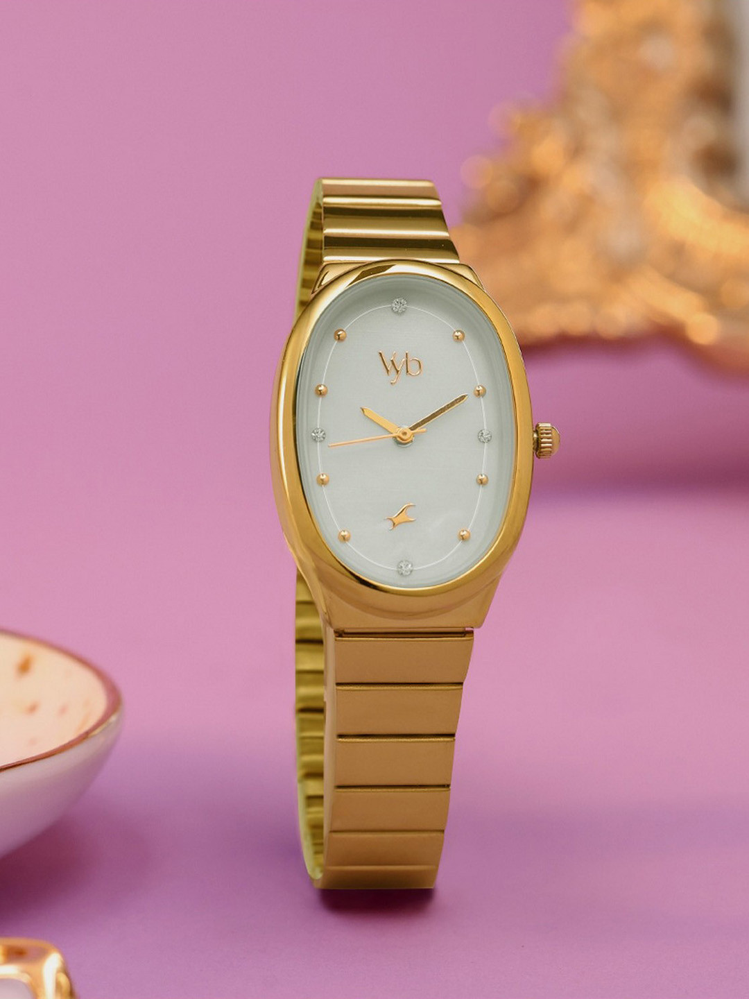 Fastrack Vyb 6.0 Enigma Women Embellished Dial & Straps Analogue Watch FV60096YM01