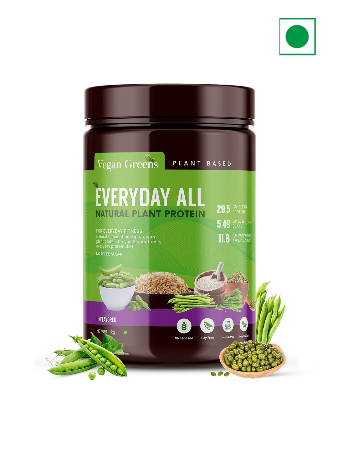 Vegan Greens Everyday All Natural Plant Protein - Unflavored - 1 kg