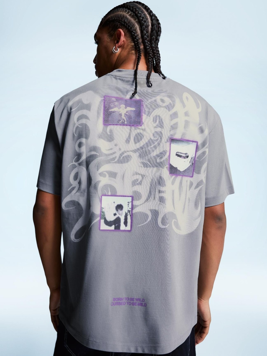 Bershka Men Graphic Printed Round Neck Cotton T-shirt