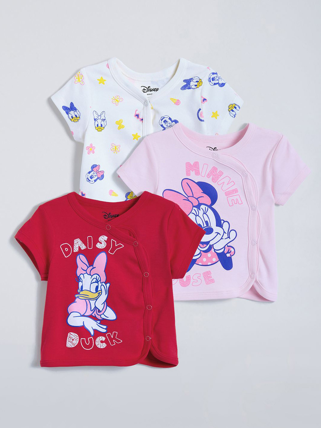 Hopscotch Girls Pack Of 3 Minnie Mouse Printed Round Neck Tops