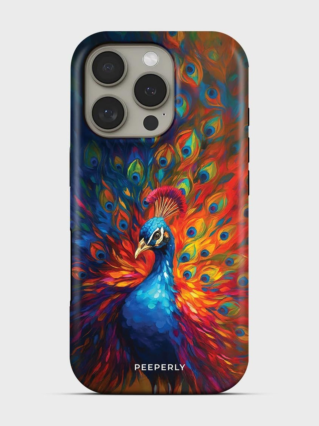 PEEPERLY Unisex iPhone 14 Pro Conversational Pecock Fire Impact Resistant Back Case