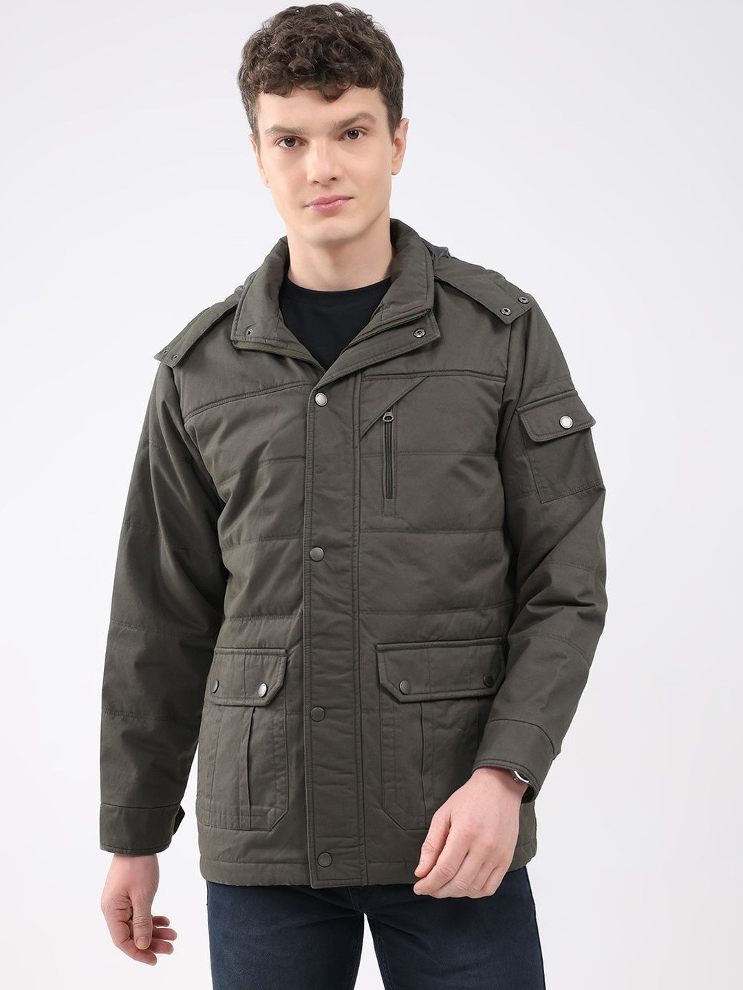 Monte Carlo Men Hooded Shoulder Tabs Padded Jacket