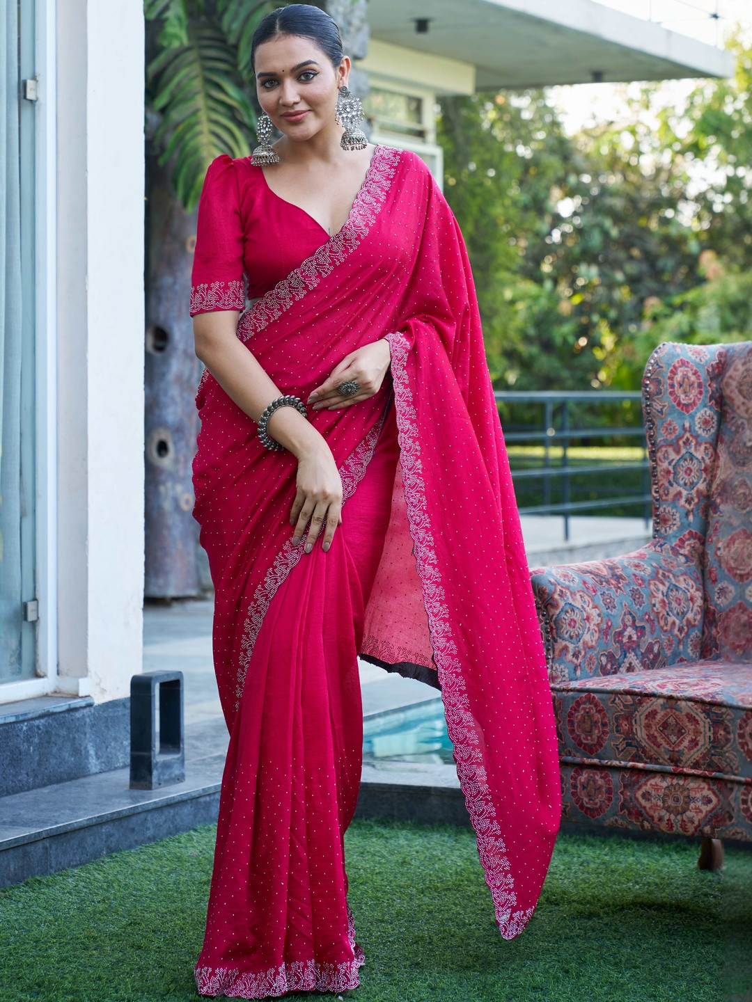 GHAN SALS Embellished Heavy Work Baluchari Saree