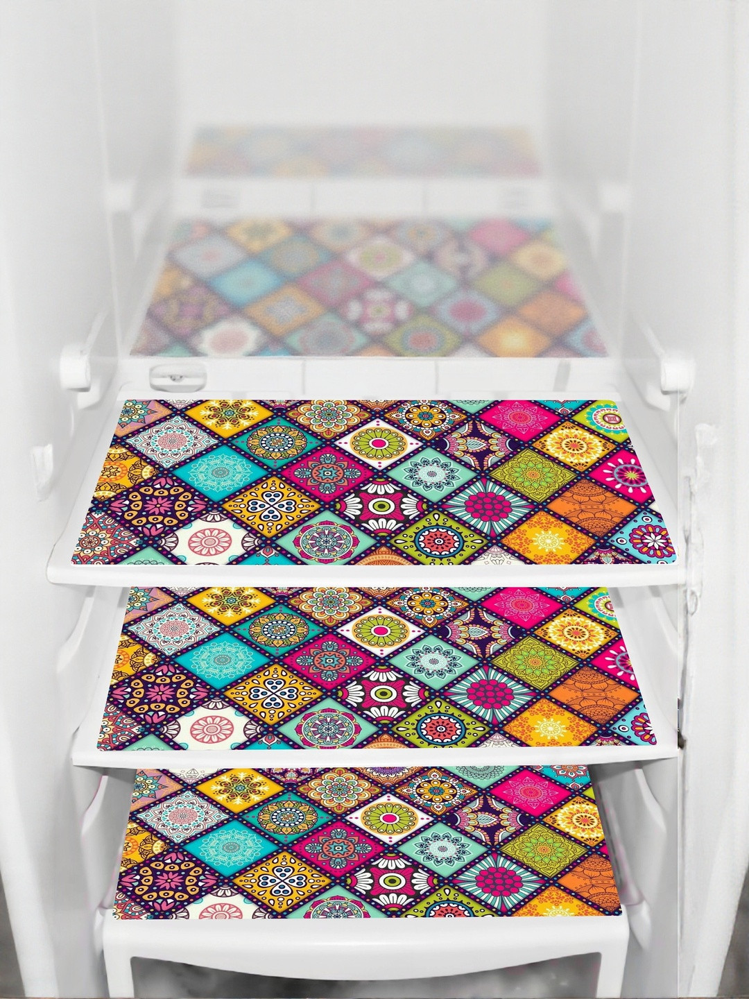 TRENDY RABBIT Purple & Pink 5 Pieces Printed Fridge Mats