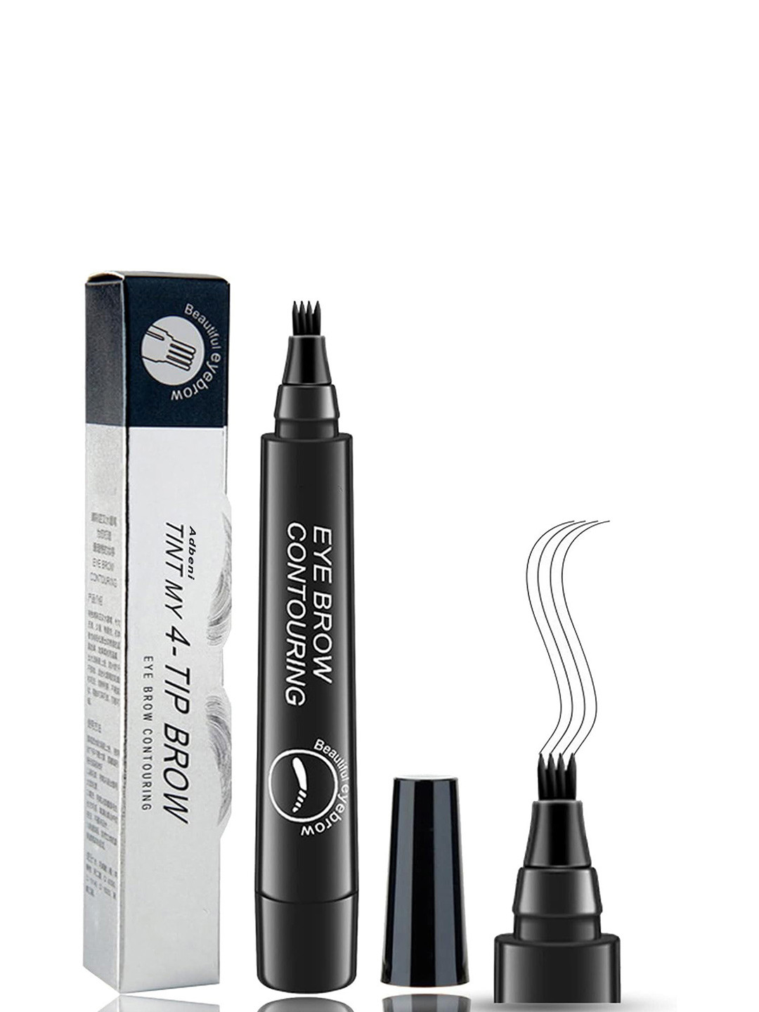 Adbeni Tint My 4-Tip Brow Eyebrow Contouring Pencil With Micro Fork - 20g - Black
