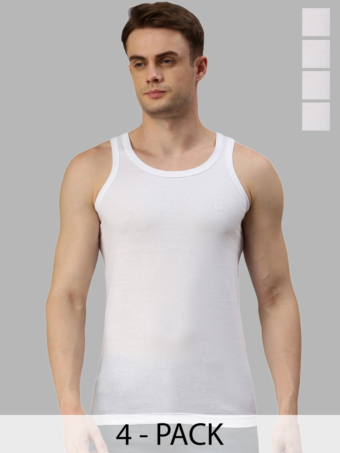 Zoiro Pack Of 4 Men's Pure Cotton Sleeveless Undershirt Vest