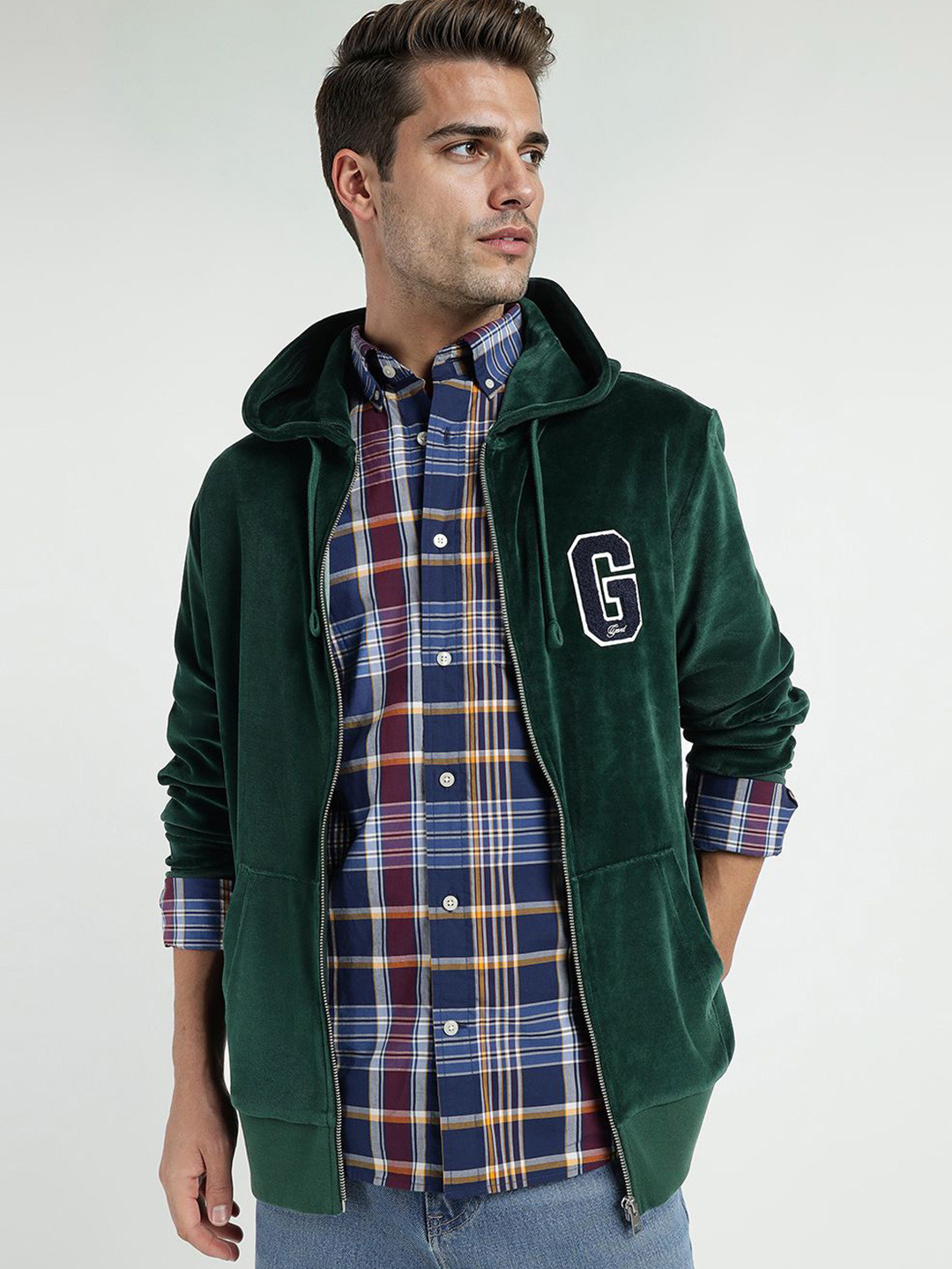 GANT Men Brand Logo Printed Hood Neck Full Sleeve Sweatshirt