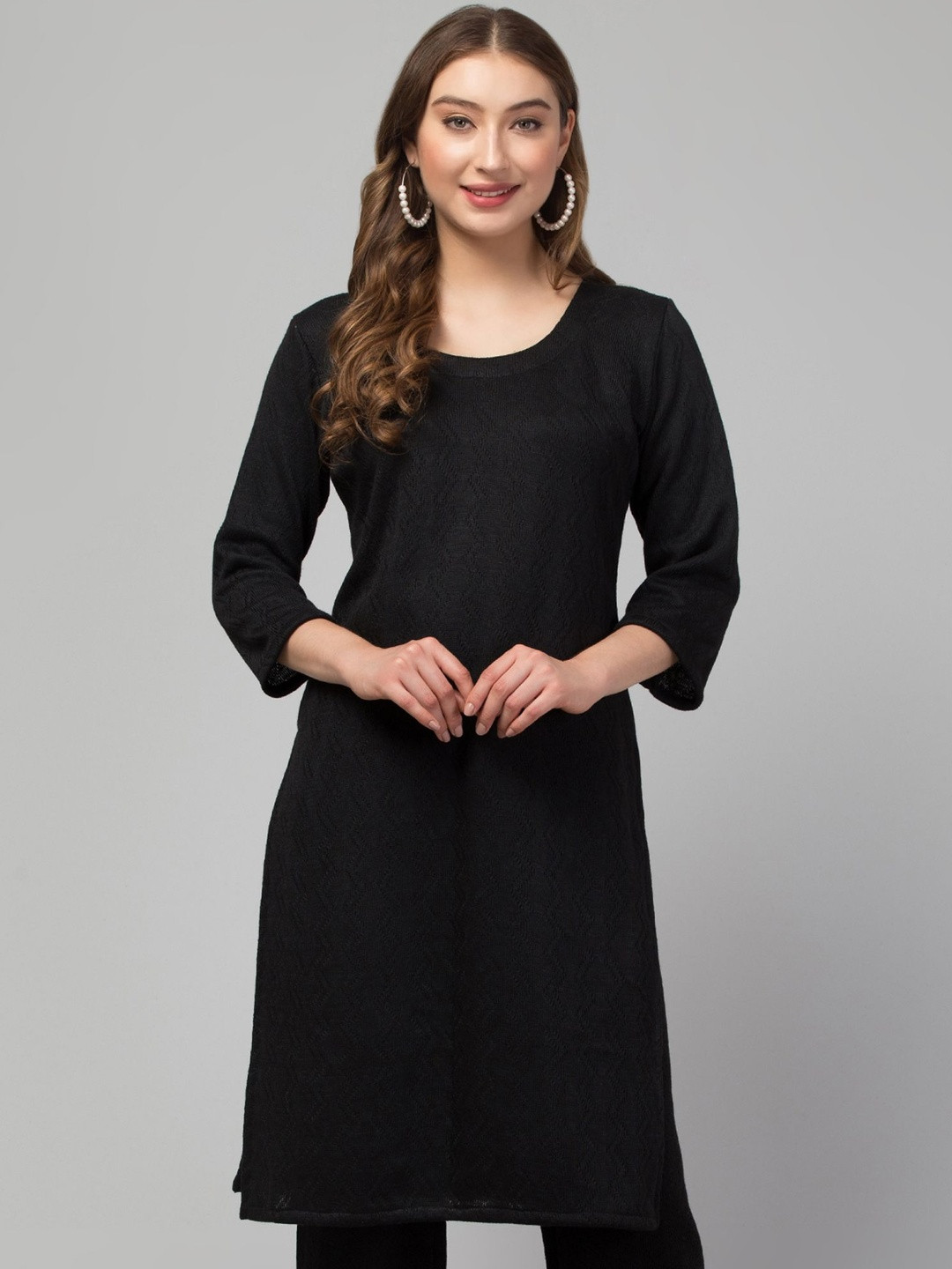 CROWN KING Women Round Neck Side Slits Kurti