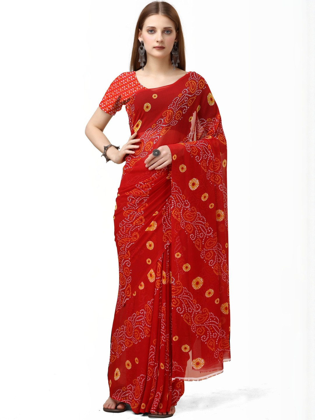 GHAN SALS Bandhani Mysore Silk Saree
