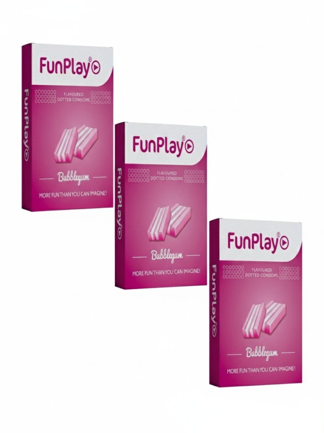 Store 77 Set Of 3 Funplay Bubble Gum Condom- 3 Units Each