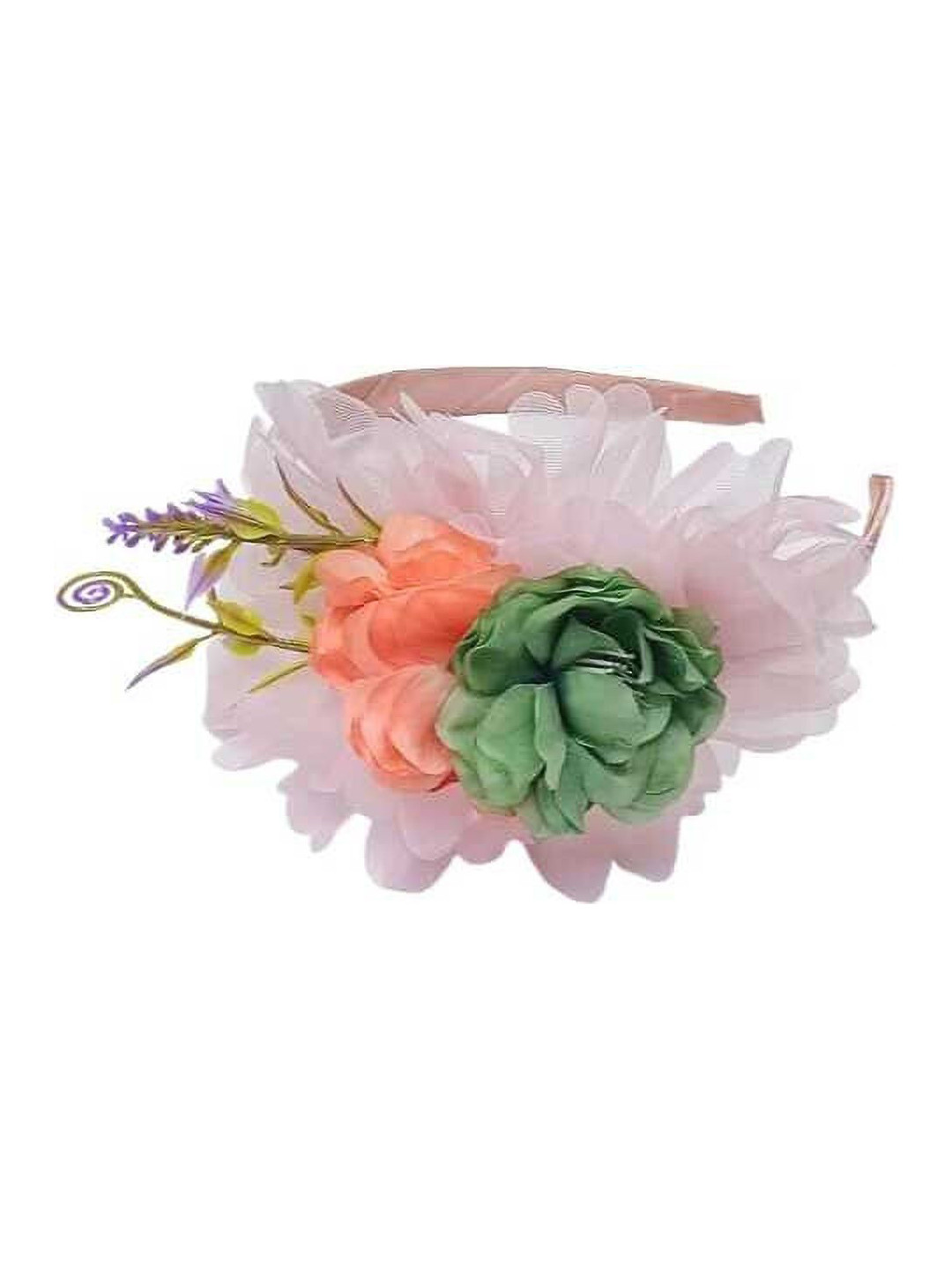 Medbuddy Women Plastic Flower Design Pink Leaf Head Band