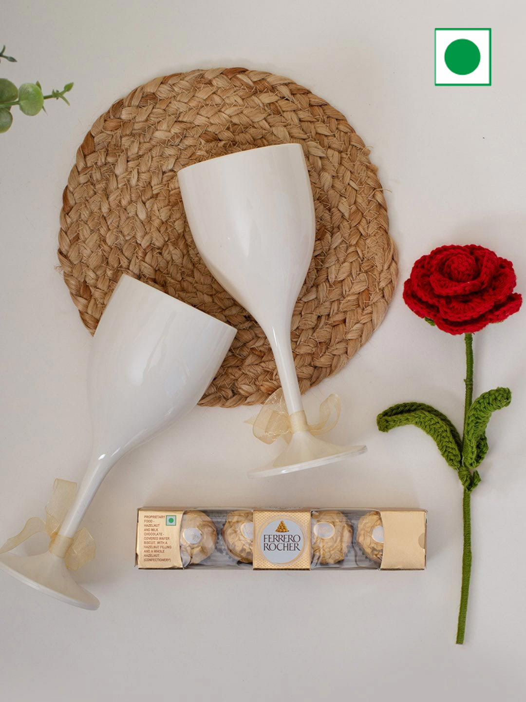 Confetti Gifts Rose Wine Glass & Chocolate Assorted Valentine Gift Set