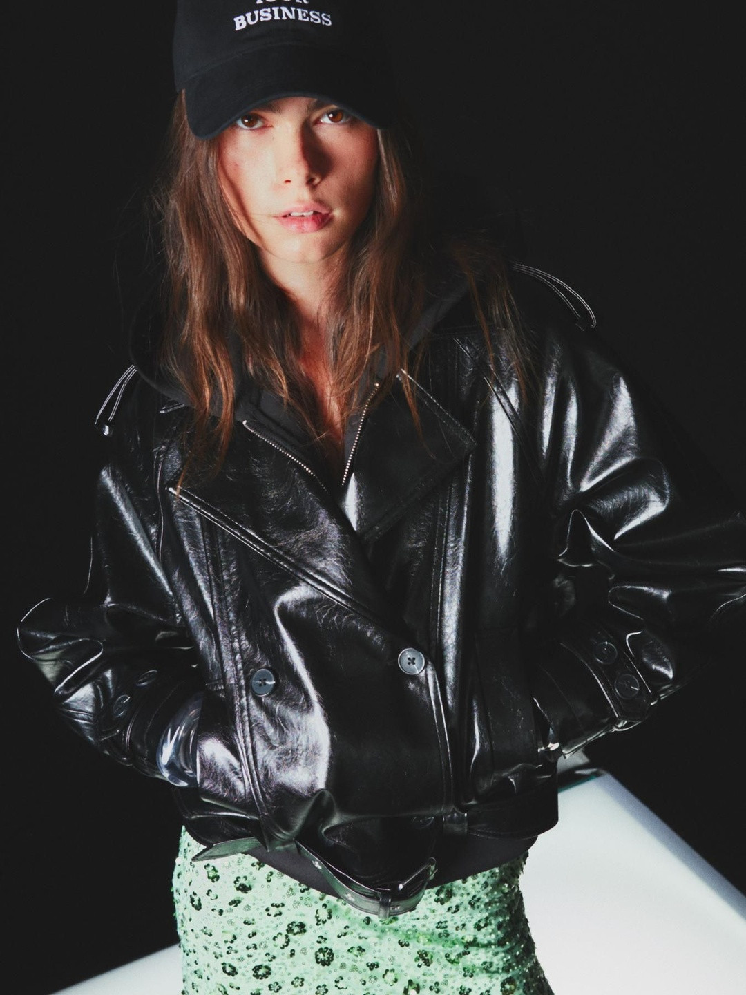 Bershka Women Long Sleeves Leather Jacket
