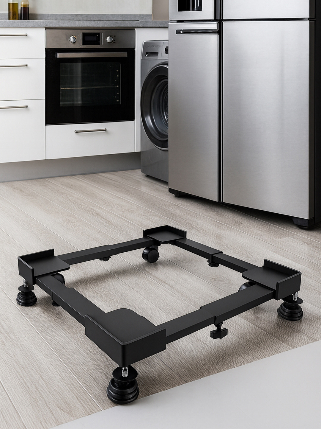 Kuber Industries Adjustable Fridge Washing Machine Trolley metal Stand Anti Vibration Grip