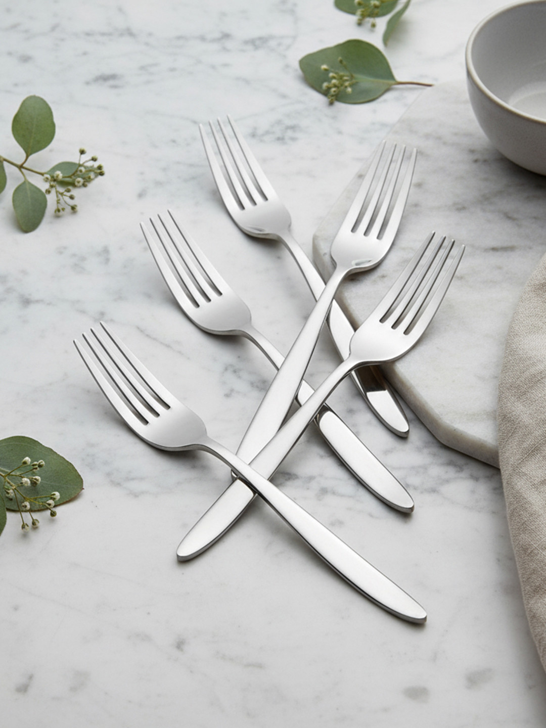 BlackCarrot Premium 304 Grade Stainless Steel Silver Finish Fork (Set of 6)