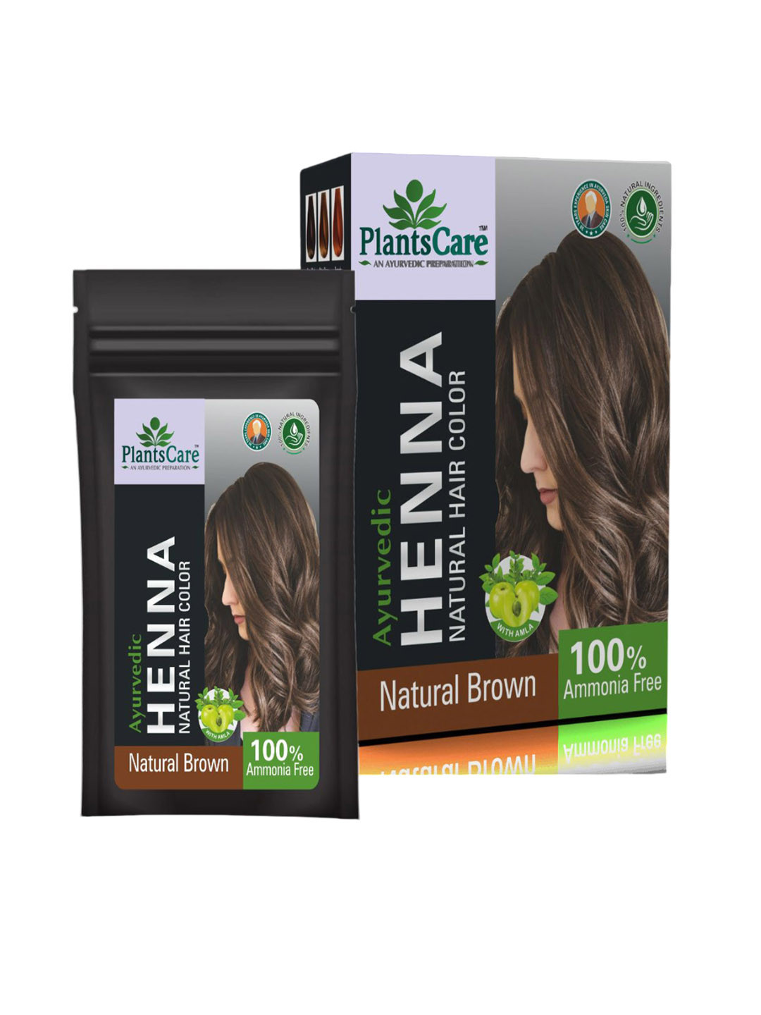 PlantsCare Ayurvedic Henna Natural Hair Color- 240g - Natural Brown