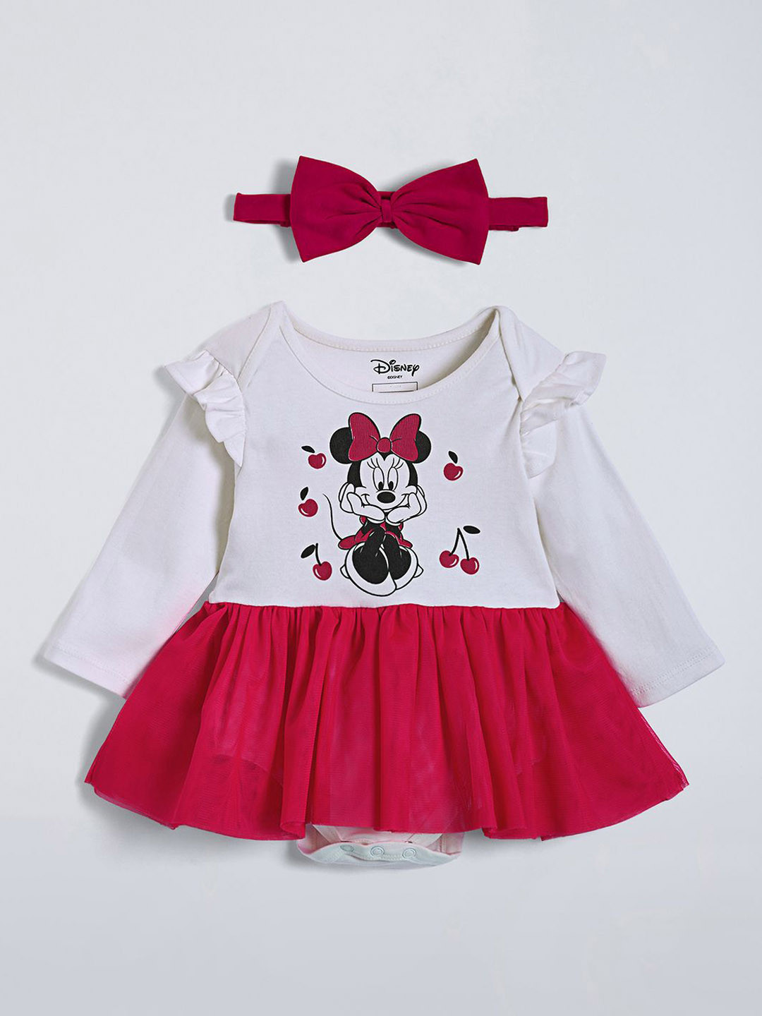 Hopscotch Girls Minnie Mouse Ruffled Bodysuit with Headband