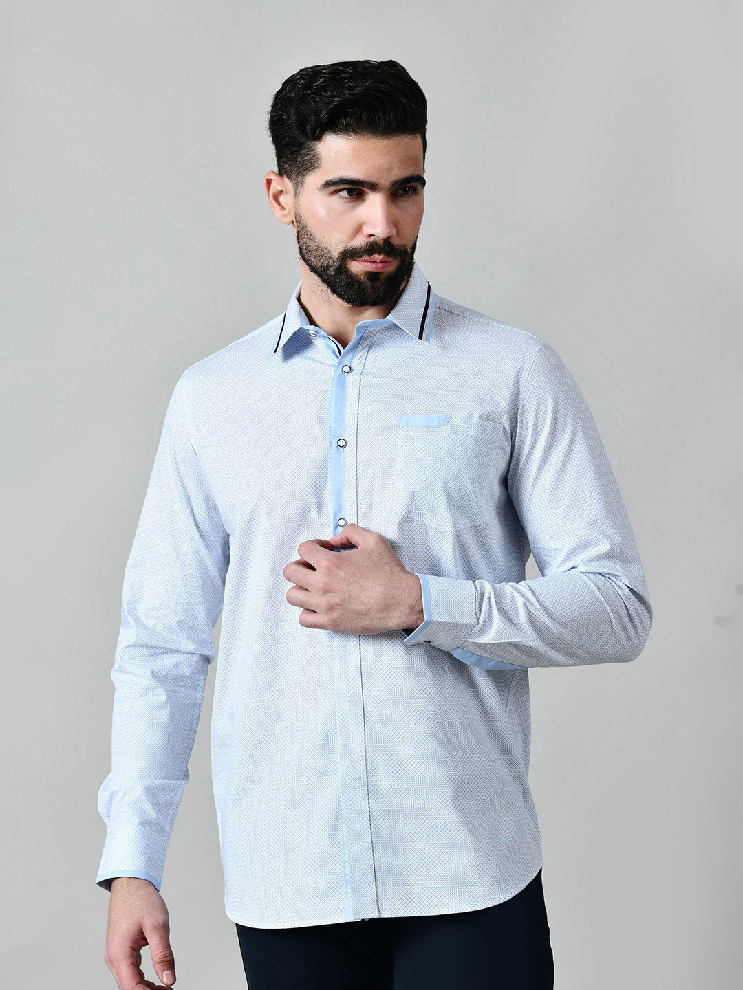 PIER 7 Regular Fit Modern Printed Cotton Spread Collar Casual Shirt