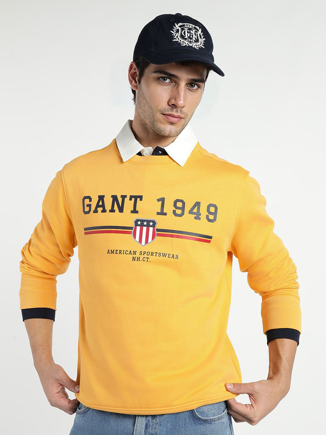 GANT Men Brand Logo Printed Crew Neck Sweatshirt