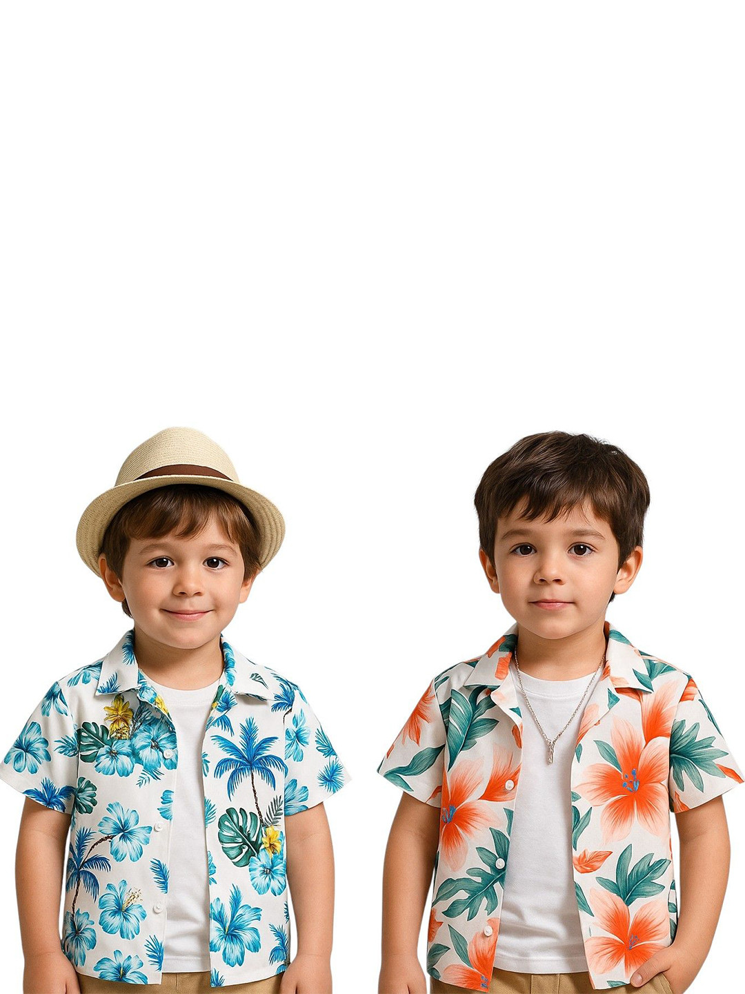 M J Fashion Unisex Pack of 2 Relaxed Fit Tropical Printed Cotton Casual Shirts