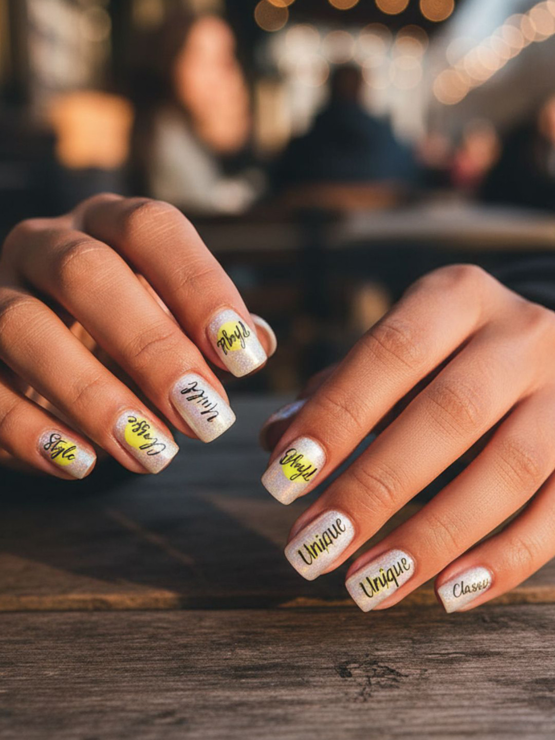 LICK 24 Pcs Glossy Fake Reusable Artificial Press On Nails - Light Grey