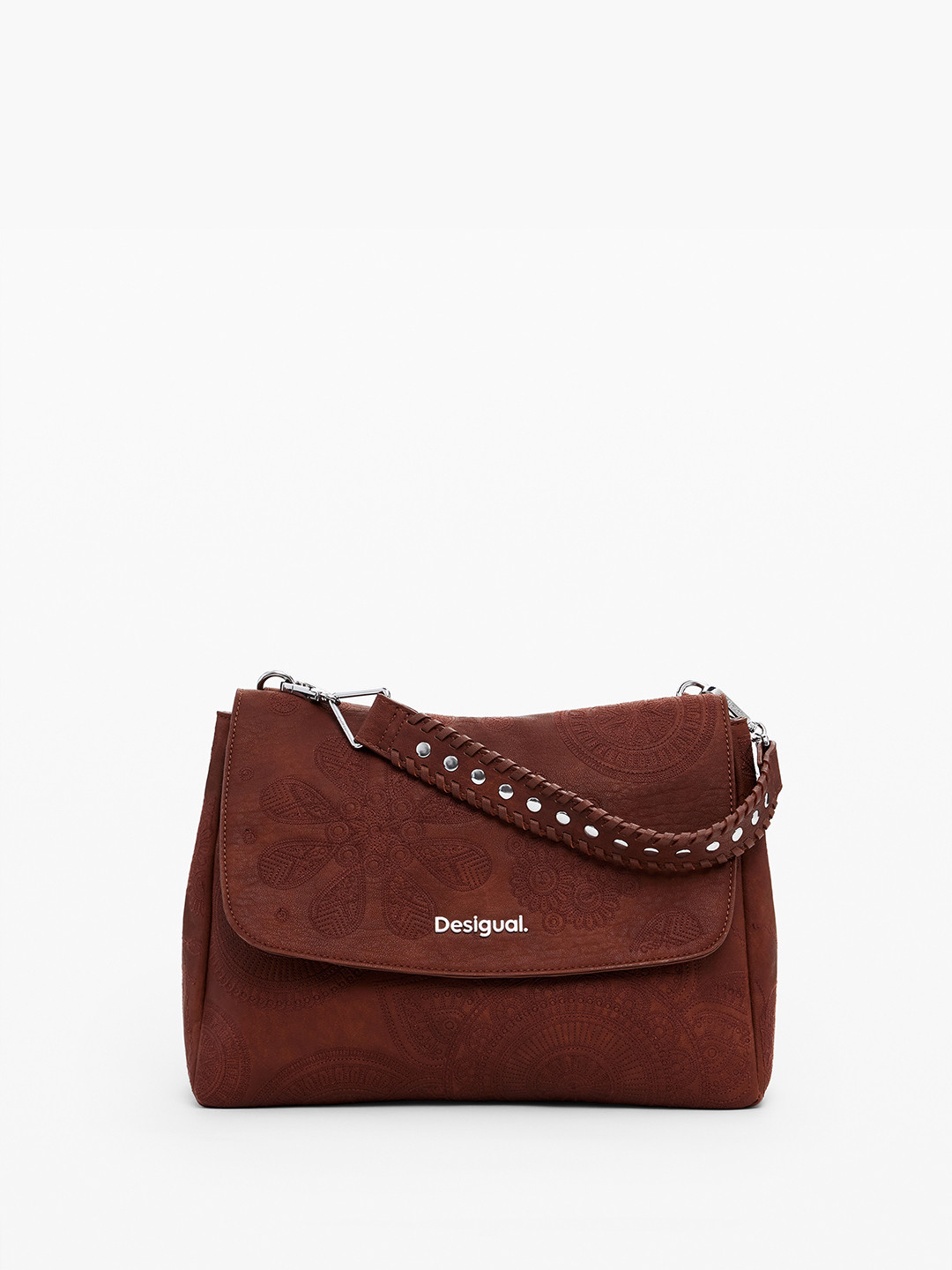 Desigual Floral Textured Baguette Shoulder Bag