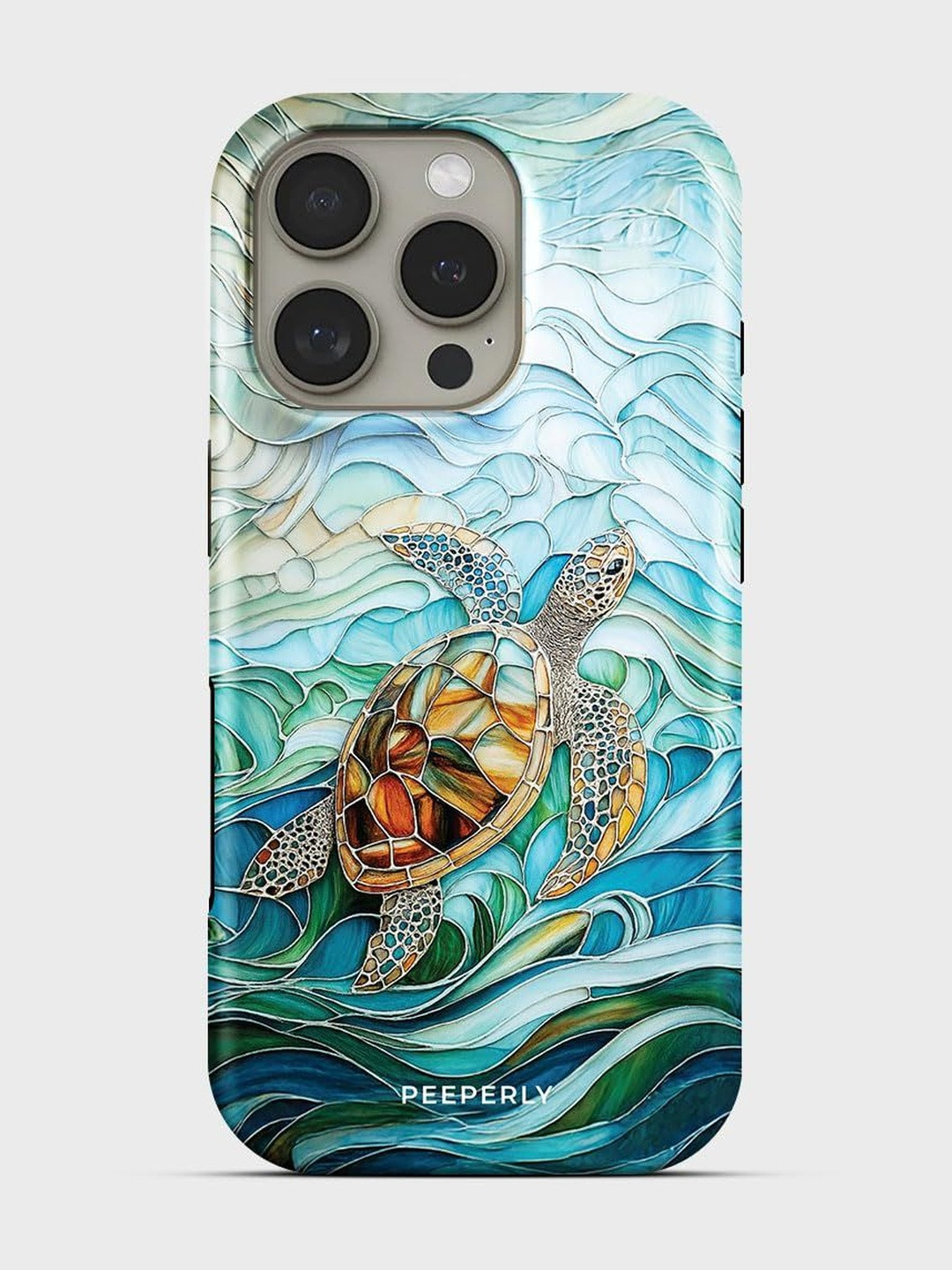PEEPERLY Unisex iPhone 14 Pro Quirky Turtle Crystal Impact Resistant Back Case
