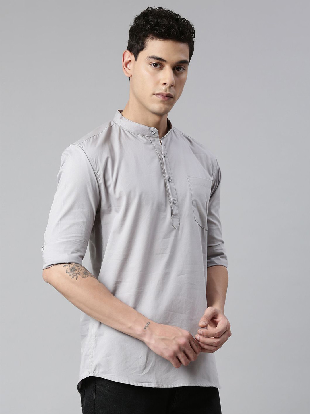 THE SOUL PATROL Men Solid Daily Pure Cotton Straight Kurta