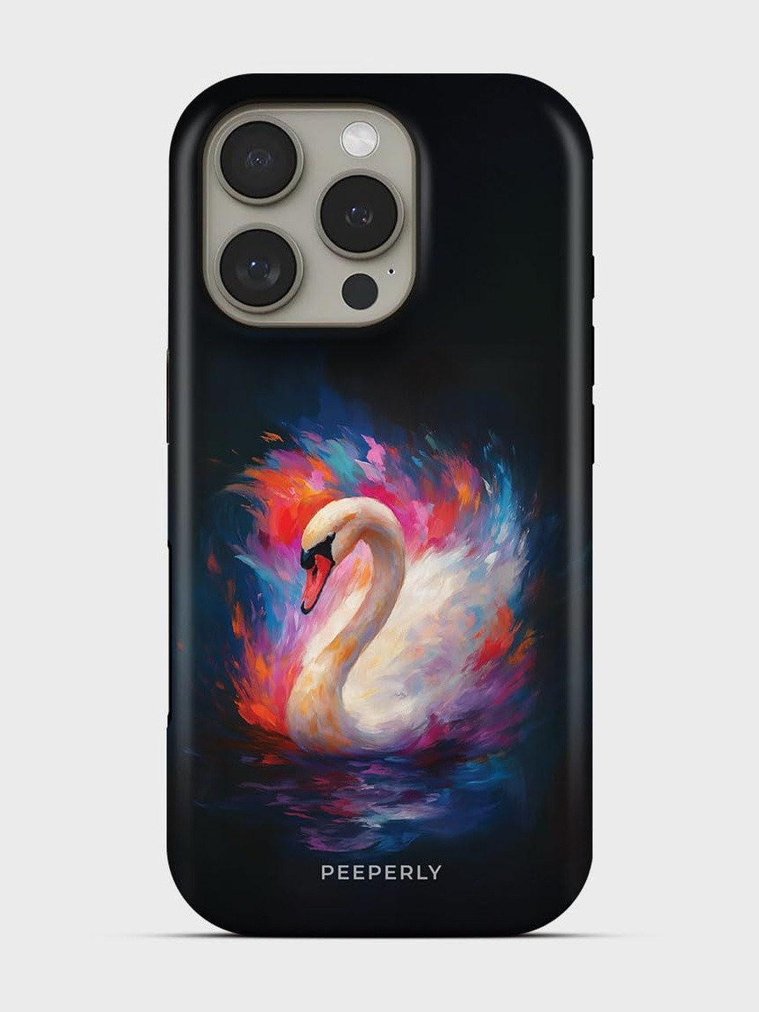 PEEPERLY Unisex iPhone 14 Pro Quirky Swan Crystal Impact Resistant Back Case