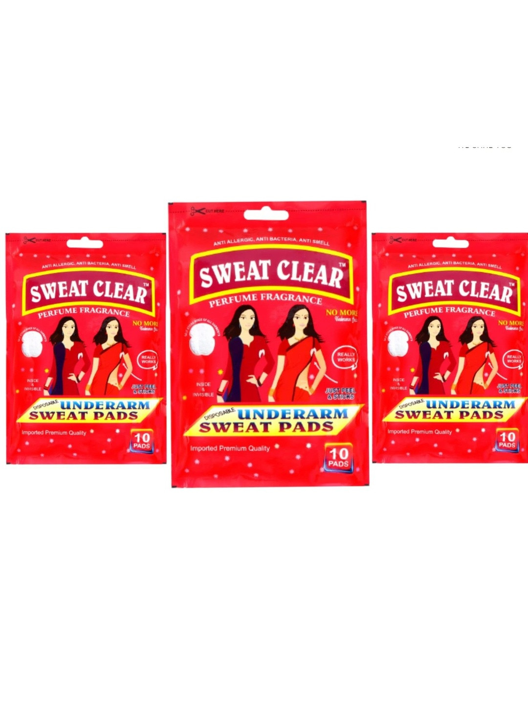 Sweat Clear Set Of 3 Underarm Sweat Pads - 10 Pairs