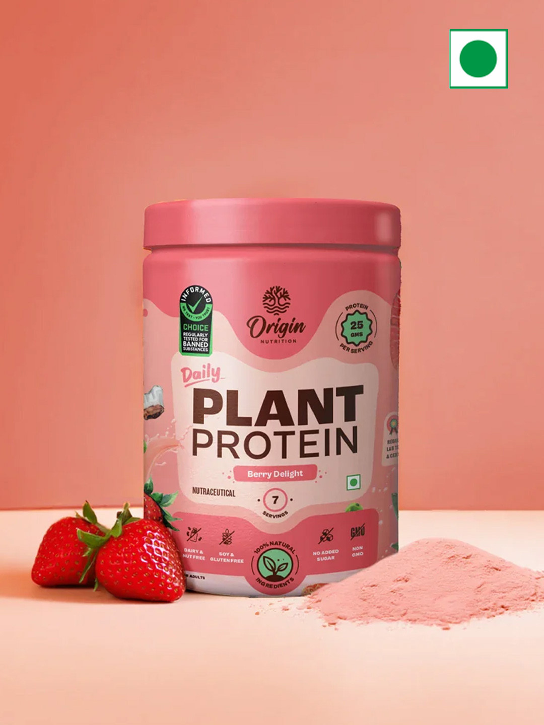 Origin Nutrition Daily Plant Protein Strawberry Flavour 286g